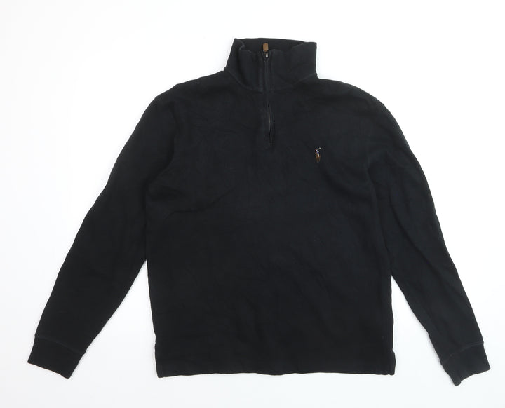 Ralph Lauren Men’s Black Cotton 1/4 Zip Jumper Size S Classic Fit