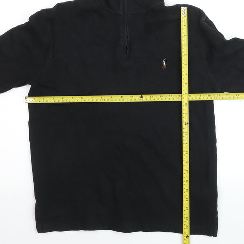 Ralph Lauren Men’s Black Cotton 1/4 Zip Jumper Size S Classic Fit