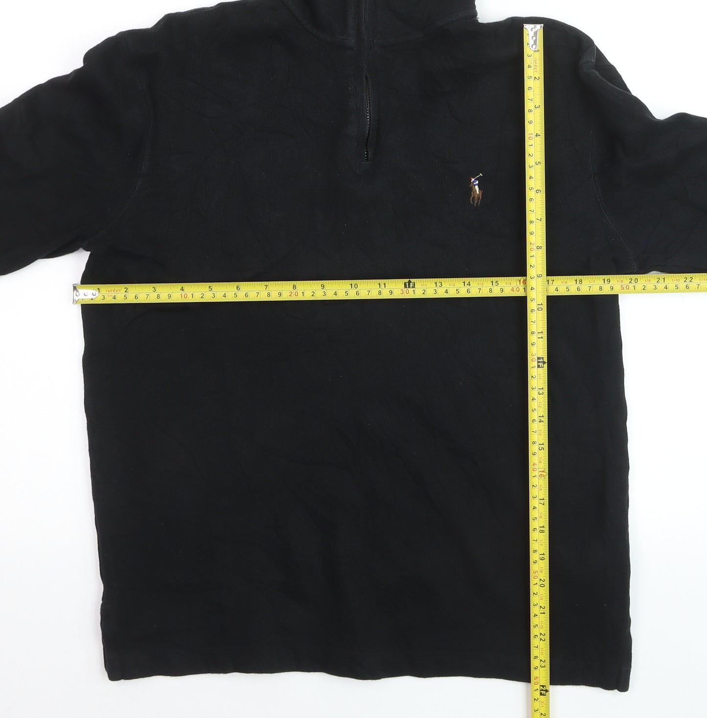 Ralph Lauren Men’s Black Cotton 1/4 Zip Jumper Size S Classic Fit