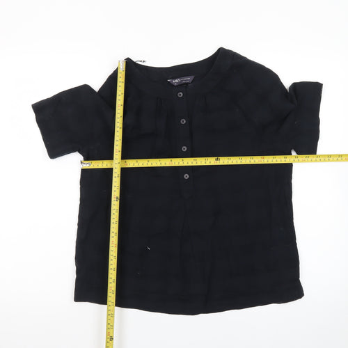 Marks and Spencer Women's Black Cotton Short Sleeve Blouse Size 6