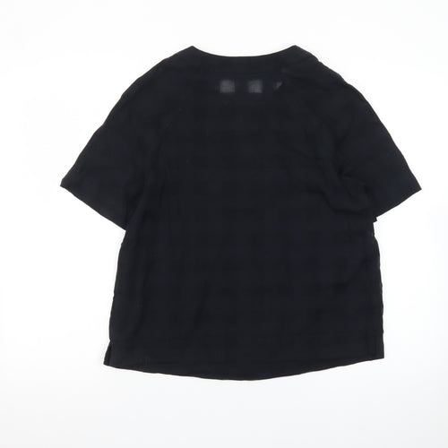 Marks and Spencer Women's Black Cotton Short Sleeve Blouse Size 6