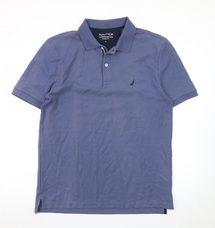 Nautica Men's Blue Classic Fit Performance Polo Shirt L
