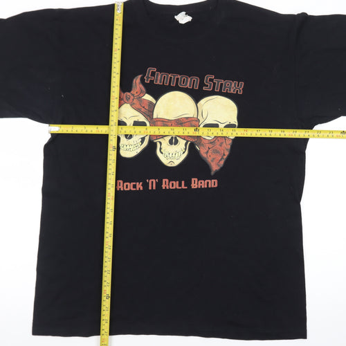 Anvil Men’s Black Rock Band Graphic T-Shirt - Size L Cotton Vintage Style