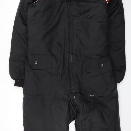 Edco Men's Black M Insulated Snow Pants Ski Suit Belted Hooded Winter Gear