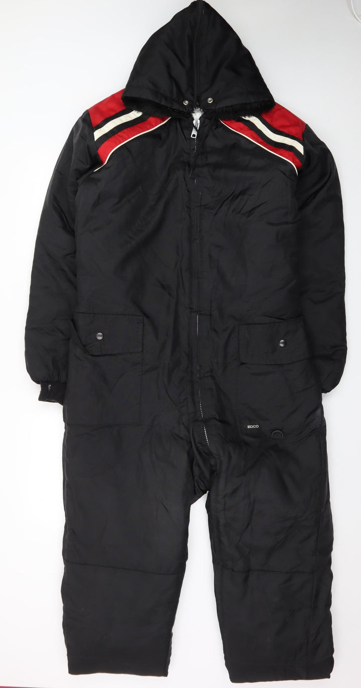Edco Men's Black M Insulated Snow Pants Ski Suit Belted Hooded Winter Gear