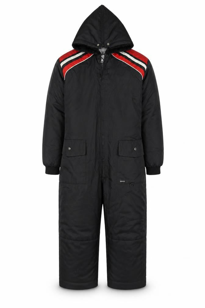 Edco Men's Black M Insulated Snow Pants Ski Suit Belted Hooded Winter Gear
