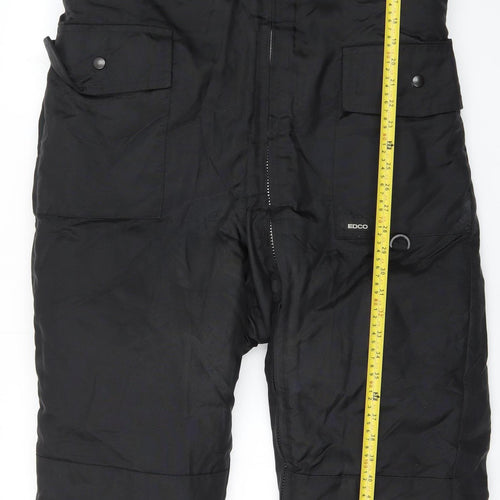 Edco Men's Black M Insulated Snow Pants Ski Suit Belted Hooded Winter Gear