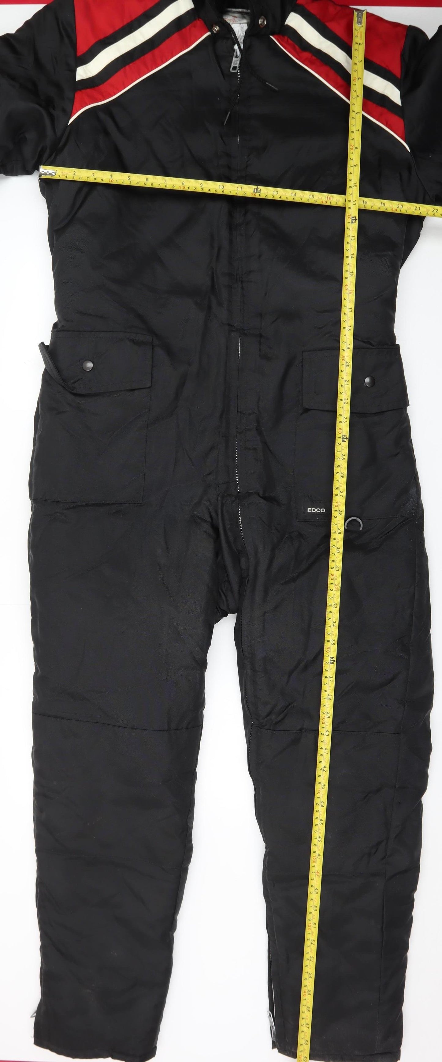 Edco Men's Black M Insulated Snow Pants Ski Suit Belted Hooded Winter Gear