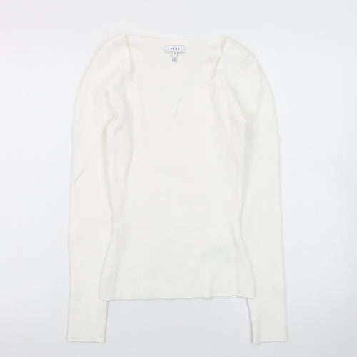 Reiss Women’s Ivory V-Neck Slim Knit Jumper Size S