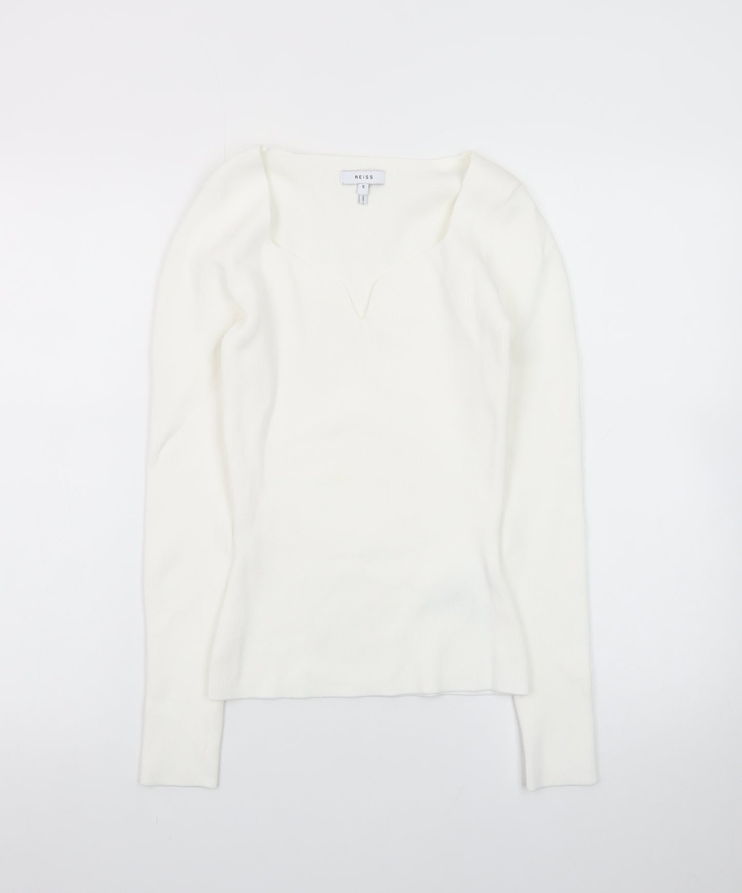 Reiss Women’s Ivory V-Neck Slim Knit Jumper Size S