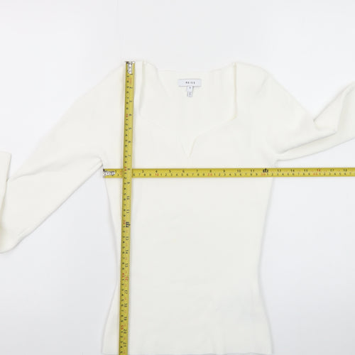 Reiss Women’s Ivory V-Neck Slim Knit Jumper Size S