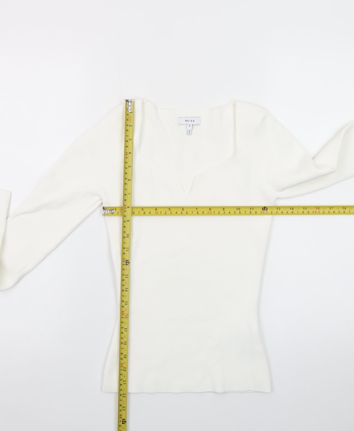 Reiss Women’s Ivory V-Neck Slim Knit Jumper Size S