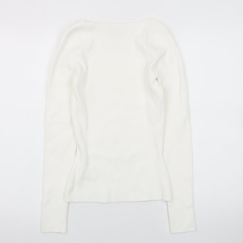 Reiss Women’s Ivory V-Neck Slim Knit Jumper Size S