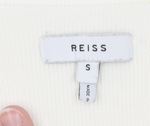 Reiss Women’s Ivory V-Neck Slim Knit Jumper Size S
