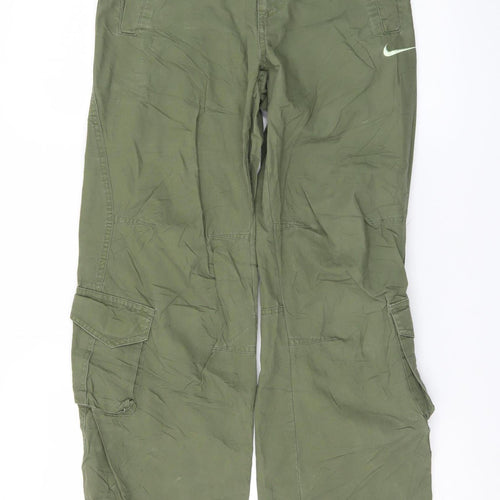 Nike Girls Green Cargo Trousers M 10-12 Years Cotton Casual Outdoor