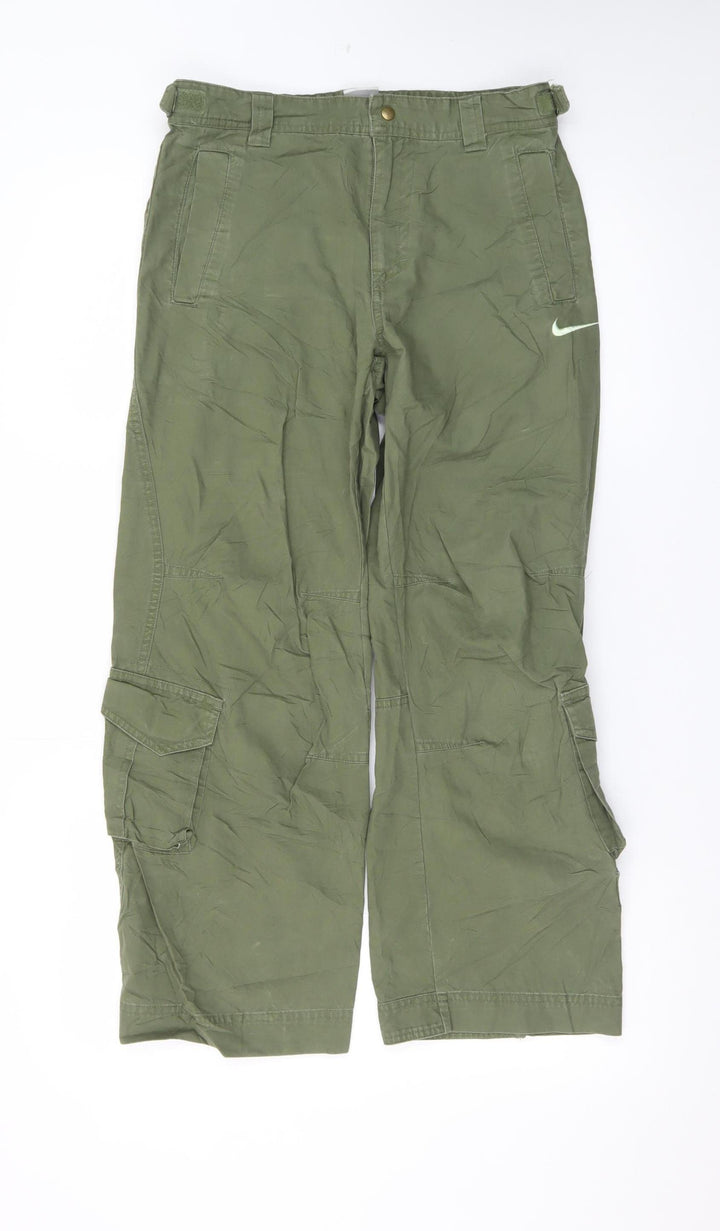 Nike Girls Green Cargo Trousers M 10-12 Years Cotton Casual Outdoor