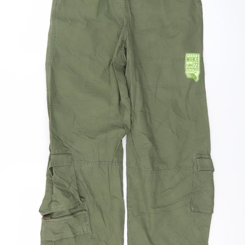Nike Girls Green Cargo Trousers M 10-12 Years Cotton Casual Outdoor