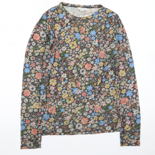 Topshop Women's Multicoloured Floral Long Sleeve Jersey Top Size 12