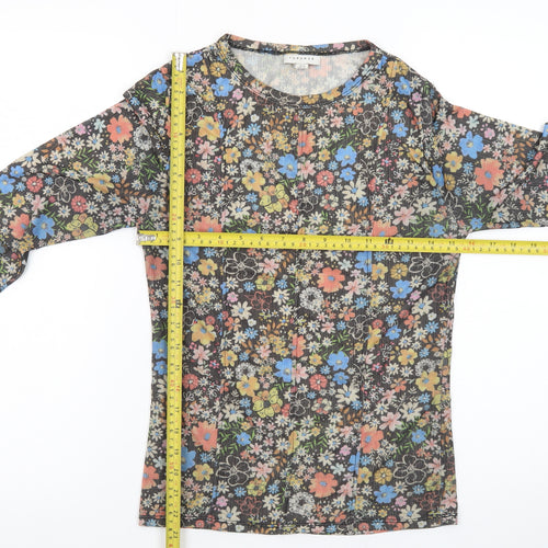 Topshop Women's Multicoloured Floral Long Sleeve Jersey Top Size 12