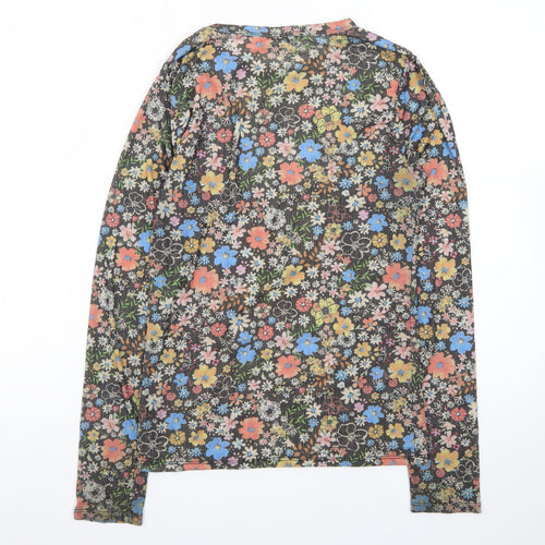 Topshop Women's Multicoloured Floral Long Sleeve Jersey Top Size 12