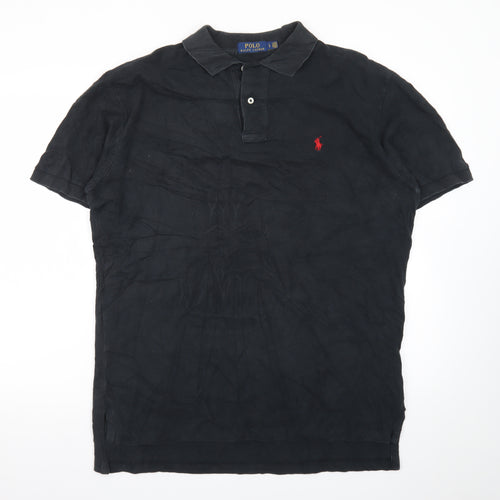 Ralph Lauren Men's Black Cotton Polo Shirt L Classic Fit