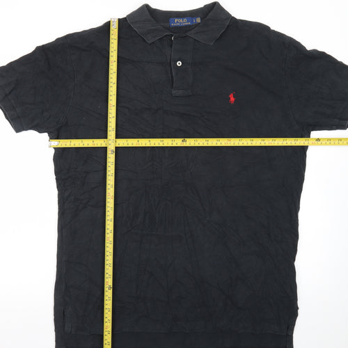 Ralph Lauren Men's Black Cotton Polo Shirt L Classic Fit