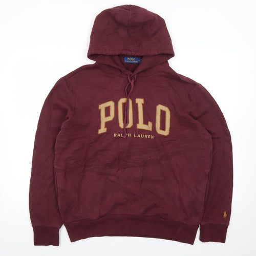 Ralph Lauren Men's Red Pullover Hoodie Medium Embroidered Logo