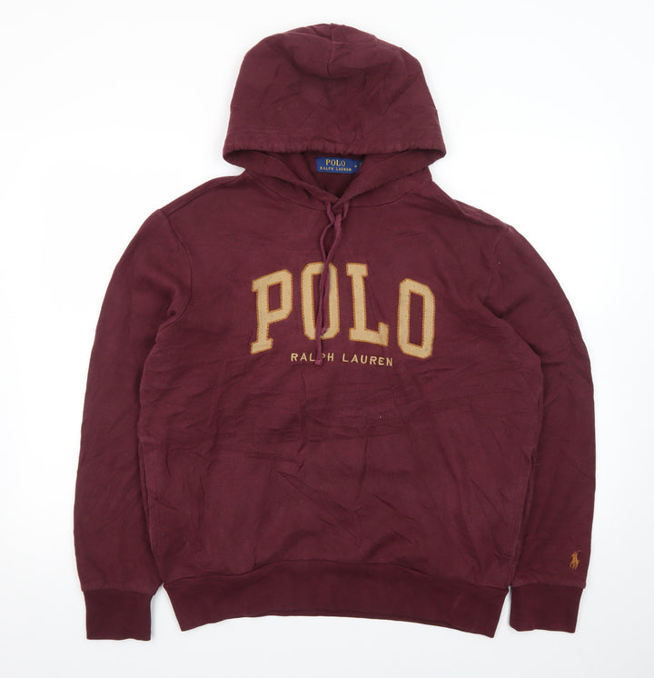 Ralph Lauren Men's Red Pullover Hoodie Medium Embroidered Logo