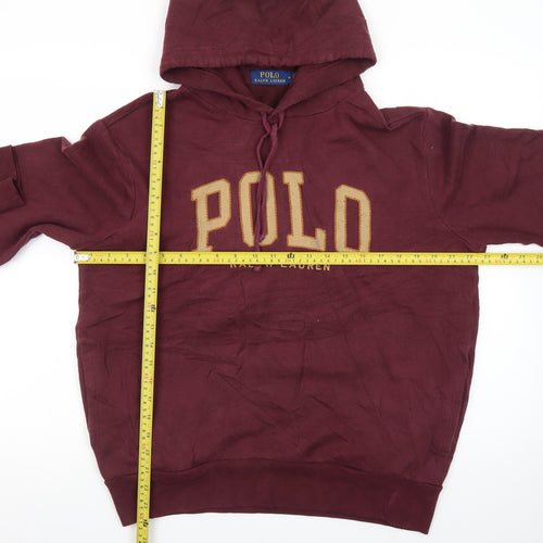 Ralph Lauren Men's Red Pullover Hoodie Medium Embroidered Logo