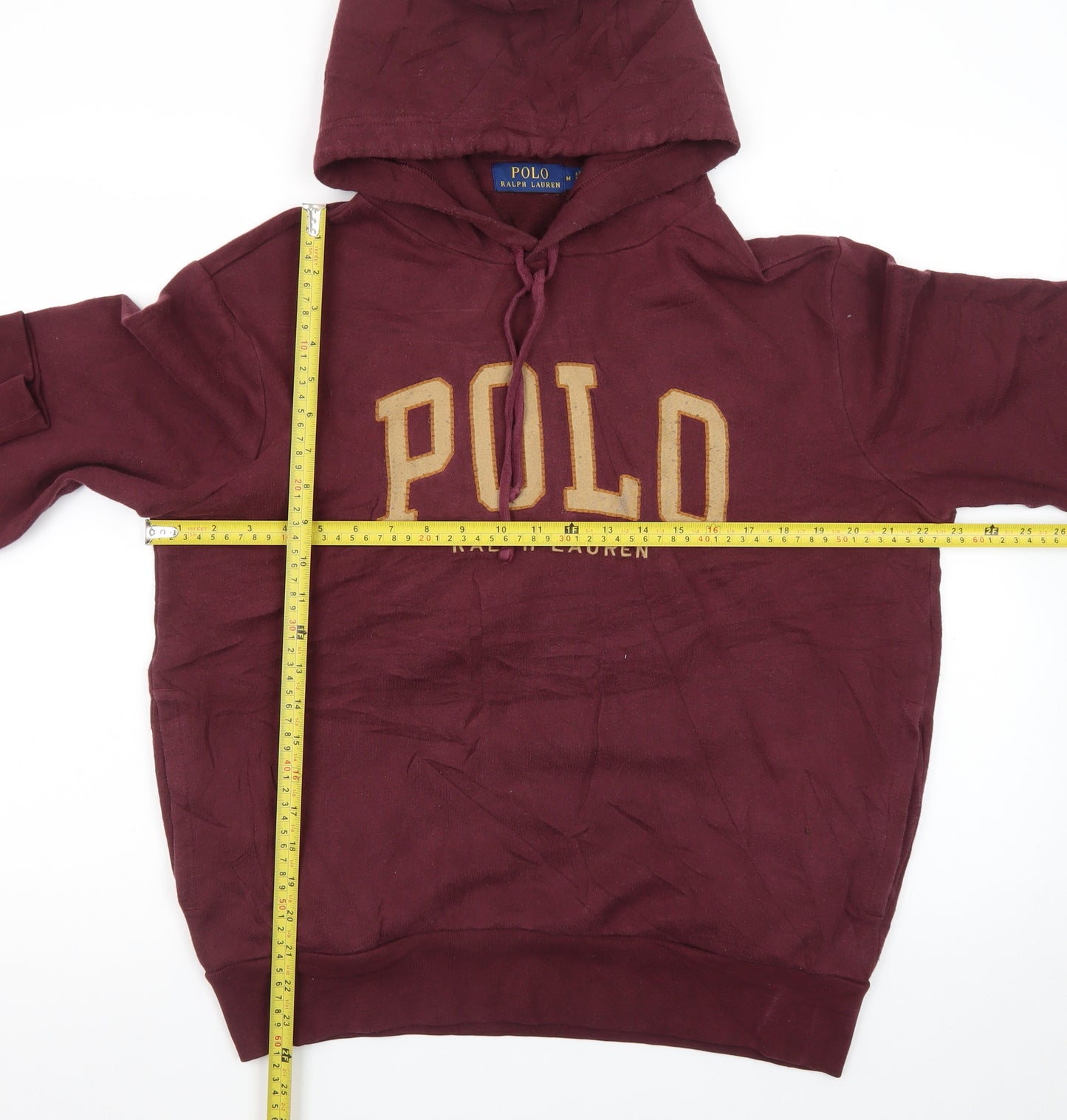 Ralph Lauren Men's Red Pullover Hoodie Medium Embroidered Logo