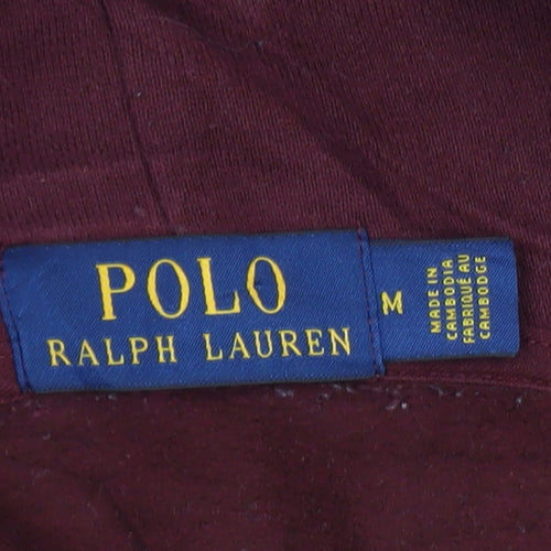 Ralph Lauren Men's Red Pullover Hoodie Medium Embroidered Logo
