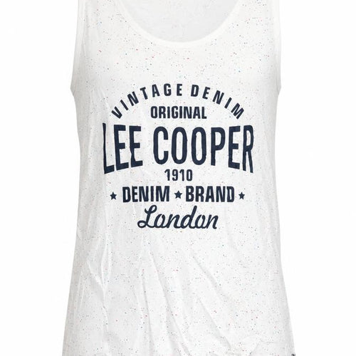 Lee Cooper Men's White Speckled Sleeveless Crew Neck T-Shirt M