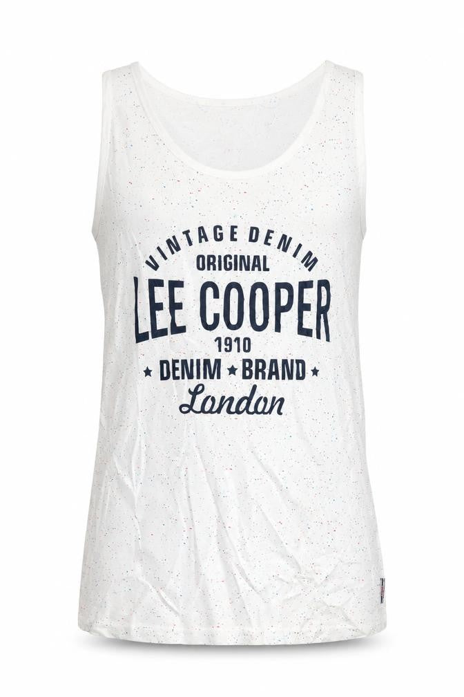 Lee Cooper Men's White Speckled Sleeveless Crew Neck T-Shirt M