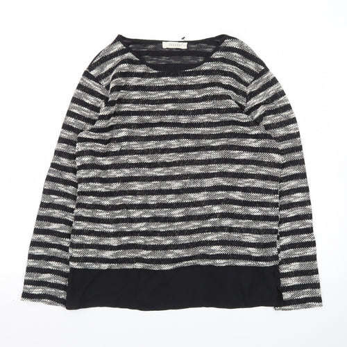 Oasis Women’s Black Striped Knit Pullover Jumper Size M