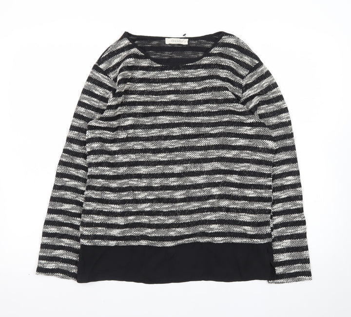 Oasis Women’s Black Striped Knit Pullover Jumper Size M