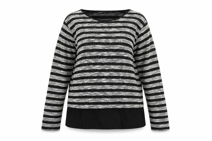Oasis Women’s Black Striped Knit Pullover Jumper Size M