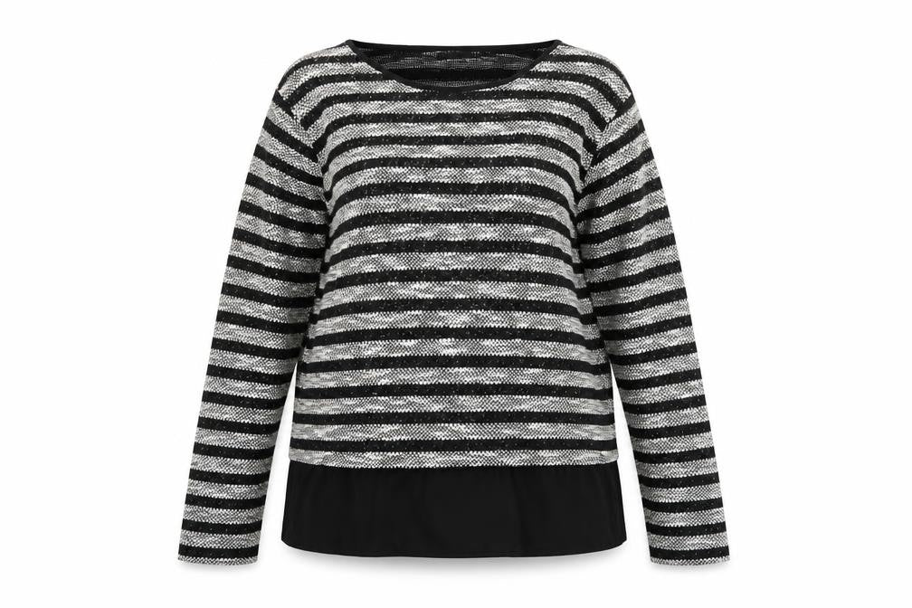 Oasis Women’s Black Striped Knit Pullover Jumper Size M