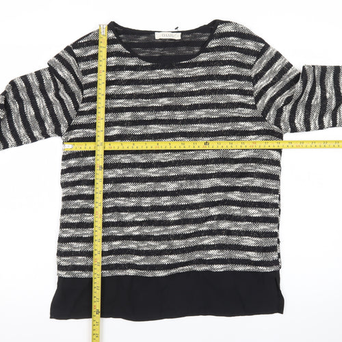 Oasis Women’s Black Striped Knit Pullover Jumper Size M