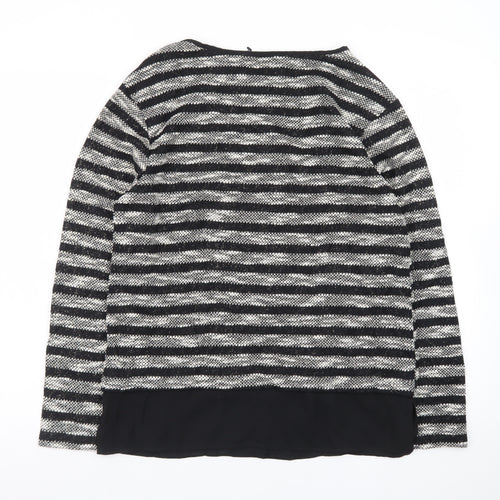 Oasis Women’s Black Striped Knit Pullover Jumper Size M
