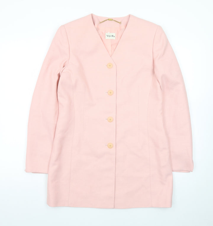 Viyella Women's Pink Single-Breasted Blazer Jacket UK 8 Classic Fit