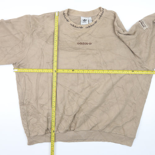 Adidas Men's Beige Crew Neck Sweatshirt XL Cotton Blend Pullover
