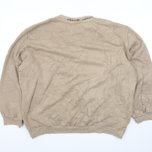 Adidas Men's Beige Crew Neck Sweatshirt XL Cotton Blend Pullover