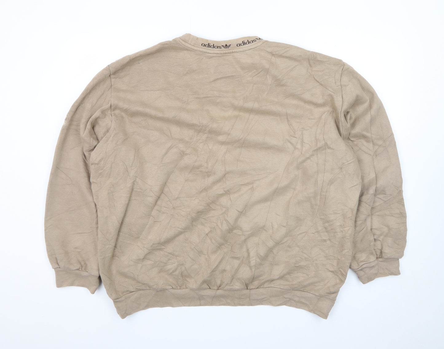 Adidas Men's Beige Crew Neck Sweatshirt XL Cotton Blend Pullover