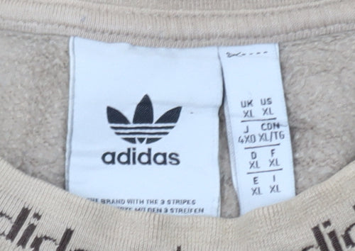 Adidas Men's Beige Crew Neck Sweatshirt XL Cotton Blend Pullover