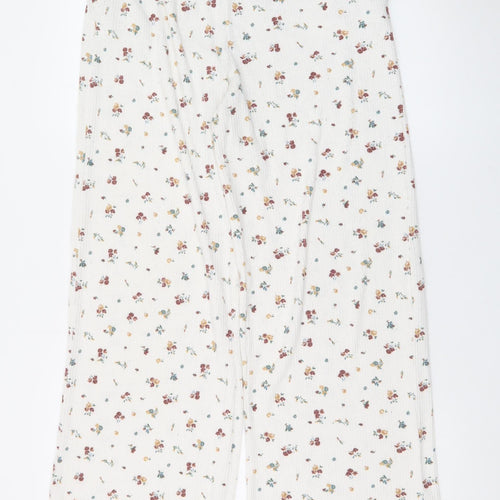 Primark Women Ivory Floral Jersey Pyjama Pants S Lightweight
