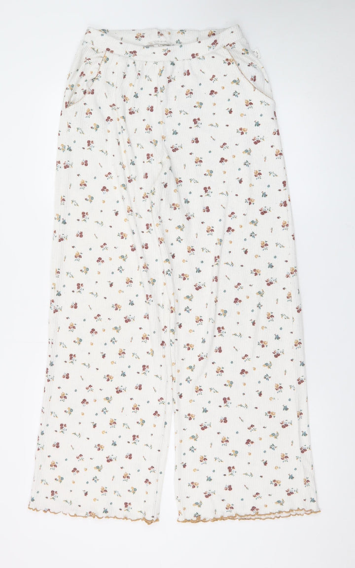 Primark Women Ivory Floral Jersey Pyjama Pants S Lightweight
