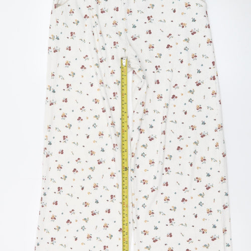 Primark Women Ivory Floral Jersey Pyjama Pants S Lightweight