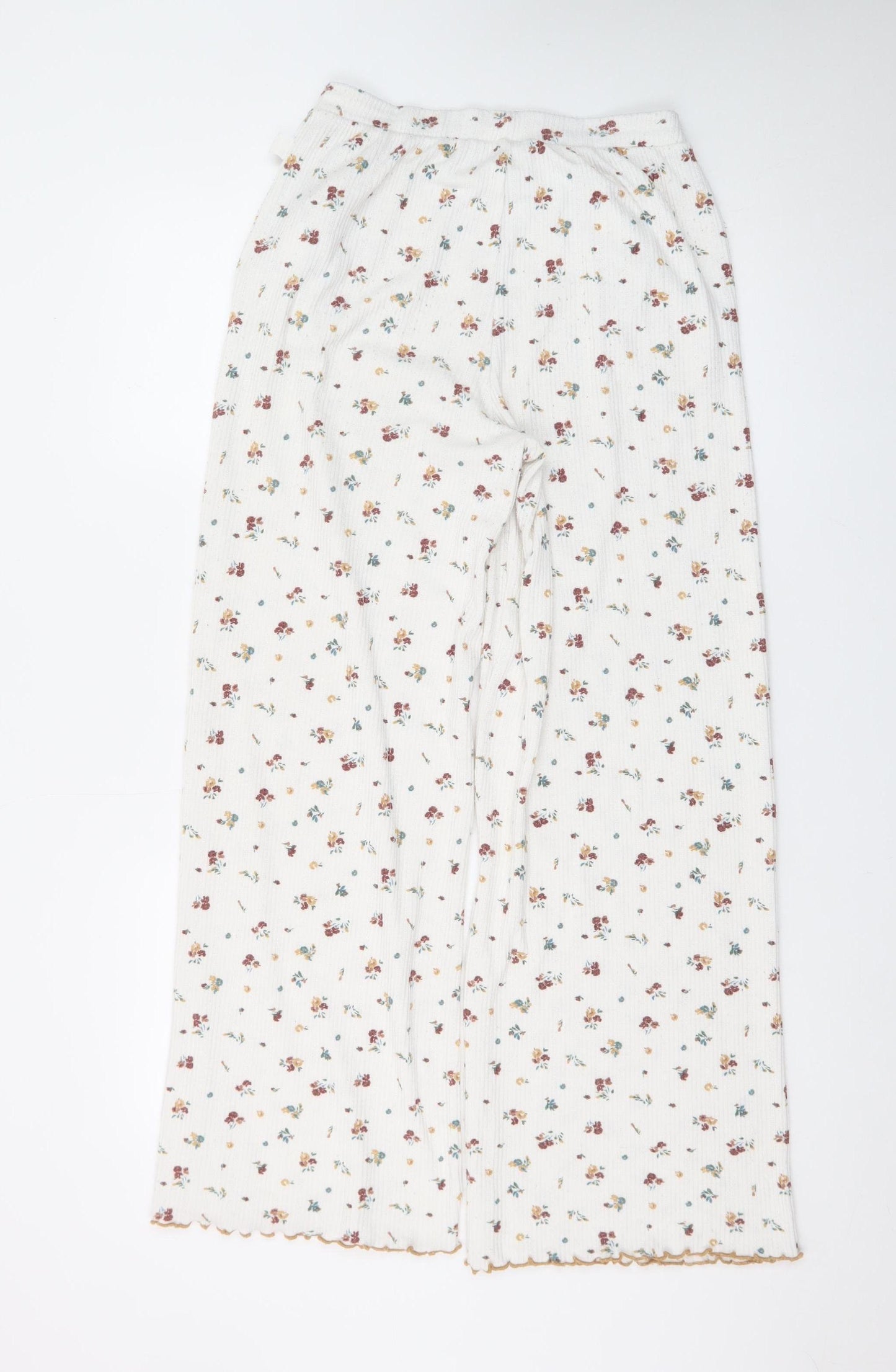 Primark Women Ivory Floral Jersey Pyjama Pants S Lightweight