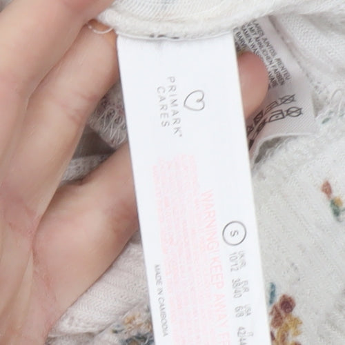 Primark Women Ivory Floral Jersey Pyjama Pants S Lightweight