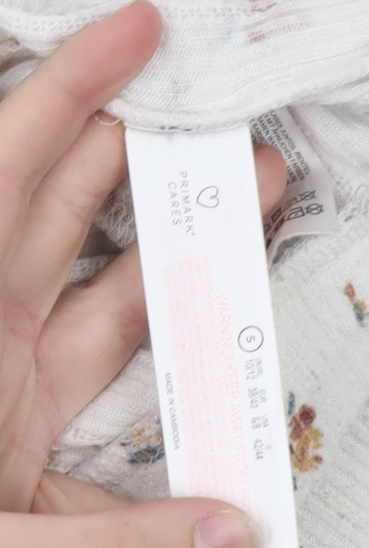 Primark Women Ivory Floral Jersey Pyjama Pants S Lightweight
